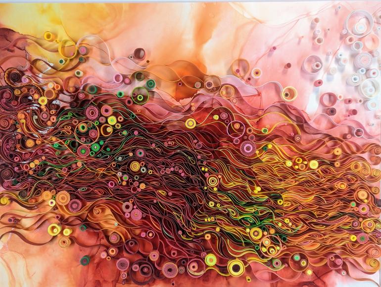 Alcohol Ink, Swerving Through, 20X16, $1700