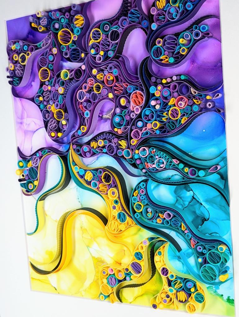 Alcohol Ink, Wavy Patterned Passion, 11X14, $500