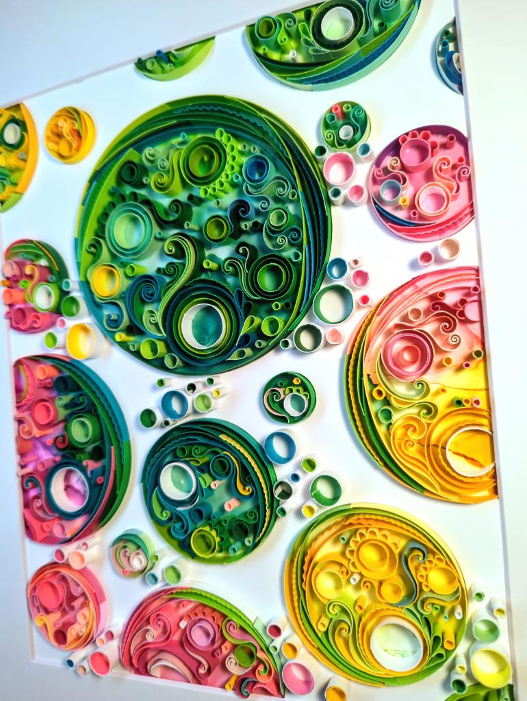 Alcohol ink, Recessed Abstract Circles, 11X14, $550